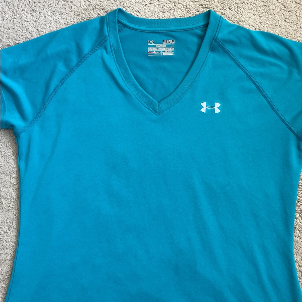 Under Armour Teal V-Neck Short Sleeve Performance Tee
